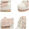 Laarzen Read Cat 2022 Zoete enkellaarzen lolita Appliques platforms veter snoep kleurcosplay dikke zool schoenen roze beige rood A4523