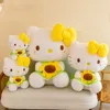 Día de San Valentín dibujos animados creativos girasol amarillo juguete de peluche de gato lindo girasol gato muñeca almohada regalo de cumpleaños al por mayor