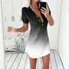 Casual Dresses 2024 Fashion Women Striped Colorblock Patchwork Buttoned Shirt Dress Turn Down Collar Button Mini Clothings