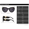 2023 Nouvelle marque de luxe Noir Extra Large Shadow Femmes Design raffiné Grandes lunettes de soleil Femmes Mode V Cat Eye Lunettes de soleil Uv400 240323