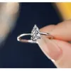 Cluster Rings 2024 925 Silver Engagement Inlay Teardrop 5A Cubic Zirconia Women High Quality Luxury Jewelry Wedding Birthday Gift