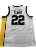 2022 Ny NCAA Iowa Hawkeyes baskettröja 22 Caitlin Clark College Size Youth Whit Gul Round Collor