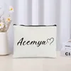 Sacs de rangement Nom de coeur personnalisé Sac de maquillage Femmes Party Cadeau Voyage Organisateur Cosmétique Côté de luxe pour dames Sac à main de mariage Pochette de toilette