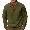 Men's Hoodies Men Corduroy Sweatshirt Stand Collar With Contrast Color Pocket Tee Shirt 3d Patchwork Winter Sweater