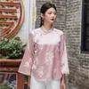 Ethnic Clothing High-end Spring Women Jacket Top Chinese Style Embroidery Trumpet Sleeves Elegant Lady Acetate Hanfu Coat Female S-XXL