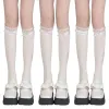 Socks Hosiery Women Solid Thin Knee Length Stockings Lace Trim Bowknot Over Calf Long Drop Delivery Apparel Underwear Womens Otc5W