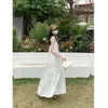 Arrival Summer Korean Style Women Loose Casual Dot Embroidery Aline Sleeveless Patchwork Anklelength Dresses V883 240318
