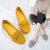 Sapatos casuais primavera e verão feminino plano simples moda camurça mocassins leve sola macia confortável