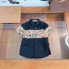 Luxury kids designer clothes Checker splicing design baby shirt Size 110-160 CM high quality Short sleeve girls boys Blouses 24Mar
