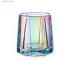 Copos de vinho copo hexagonal copo de café frio caneca retro transparente água chá drinkware suco de leite canecas copo de vinho cocktail uísque l240323