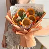 Decorative Flowers Sunflowers Crochet Teacher's Day Gift Artificial With Gifts Bag Knitting Bouquet Mother's Wedding Decor