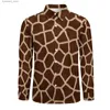 Camicie casual da uomo Camicia giraffa marrone camicia casual stampa animalier da uomo camicia estetica autunnale camicia oversize alla moda a maniche lunghe regalo di compleanno L240320