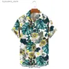 Mäns casual skjortor mens hawaiian skjorta 3d solros tryck t-shirt blommig en rad knapp skjorta lapel stor 5xl casual stil mens strand l240320