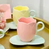 Kaffeekannen, Tulpen-Trinkbecher mit Untertasse, Keramik-Form, Teetasse, kreativer Vintage-Becher für Zuhause, Nachmittagstee, Geburtstagsgeschenk