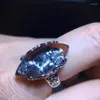 Klusterringar Natural Brookite Platinum Rutilated Quartz Ring 925 Sterling Silver 23.6/11mm Woman Men Water Drop Lucky