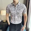 Camicie casual da uomo Camicia a maniche corte stampata con lettera di moda estiva Camicia streetwear sociale Vacanza Abbigliamento da uomo hawaiano 2024