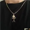 Pendant Necklaces Stainless Steel Clavicle Cute Kazuha Goth Girlfriends Funny Character Doodle Man Necklace Kpop Choker Original Sier Dhyqk