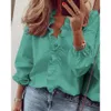 White Blouse Women Chiffon Ruffles Solid Loose Fit Womens Tops And Blouses Casual V Neck Lantern Sleeve Plus Size Shirts Tunic 240320