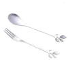 Spoons 1/2PCS Branch Leaves Tea Spoon Stainless Steel Creative Coffee Ice-Cream Stirring Dessert Espresso