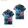 Camisas casuais masculinas nova camisa masculina estilo tropical havaiano papagaio impressão de manga curta ha camisa estilo cubano verão plus size casual l240320