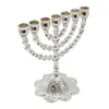 Candle Holders Vintage Menorah 7 Branch Flower Base Metal Holder Centerpiece Table Decor