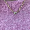 Chains Heart Pendant Necklace With Cuban Chain Gold Color Trendy Fashion European Women Jewelry Wholesale