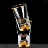 Vinglas 10 ml Luxury Crystal Glass Vodka Sake Shochu Bar likör Double Bottom Botte Gold Foil Tea Cup High-End Gifts