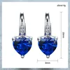 Dangle Earrings Blue CZ Heart For Women Simple And Elegant Wedding Accessories Fashion Versatile Ear Jewelry Gift