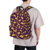 Backpack Ginkgo Biloba Print Yellow And Purple Workout Backpacks Student Style High School Bags Designer Pattern Rucksack