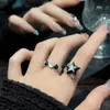 Contrast Colour Cat's Eye Star Ring Women's Light Luxury Advanced Couple Index Finger Ring Niche Design Decorative Open Ring