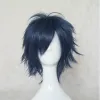 かつらヘアジョイレッドグリーンブルーブラウンピンクオレンジ色のコスプレウィッグマンレイヤー短いストレート合成ヘアウィッグ