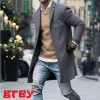 Männer Windjacke Wollmischung Mantel Herbst Winter Mode Einfarbig Einreiher Männlich Pea Coat Große Größe