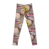 Pantaloni attivi Racchette da tennis in legno e palline vintage Leggings Donna sportiva Legging da palestra Donna sexy