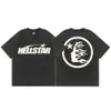 Hellstar 티셔츠 남성 디자이너 T 셔츠 티 패션 힙 스터 세탁 된 패브릭 거리 낙서 글자 캐주얼 티셔츠 의류