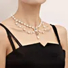 Kedjor Fashion Tassel Necklace Elegant Layered Pearl Pärlad CLAVICLE Kedjekedjor Kvinnsmycken Tillbehör