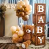 Party Decoration 4pcs TRÄ GRAIN Ballonglådor med bokstäver Transparent blockbox för brudduschbröllop födelsedag