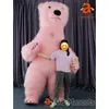Costumi mascotte 2,6 m Simpatico costume da orso polare rosa Iatable per adulti Costume da mascotte in pelliccia per tutto il corpo per intrattenimenti