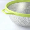 Coador de aço inoxidável para armazenamento de cozinha, com alça e pernas, grande filtro verde de metal para massas, vegetais, frutas, macarrão, saladas