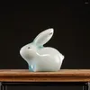 Tea Pets 1 Pair Simple Ceramic Pet Lazy Decorative Ornament Delicate Cute Elegant Statue