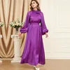 Vêtements ethniques Femmes arabes Bref Solide Élégant Bow Lacet Collier Stand Lanterne Manches Longues Corban Eid Al Adha Robes Musulmanes Soirée