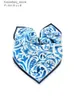 ハンカチ青と白の磁器プリント天然シルクスカーフツールスモールスクエアスカーフ女性ハンカチ春秋LAギフトl240322