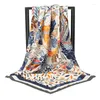 Шарфы хиджаб с геометрическим принтом, шаль, квадратный атласный шелковый шарф, бандана, летние пляжные хиджабы для женщин 90-90 см