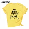 Damen-T-Shirt „Stay Calm“, Krankenschwester-Print, kurzärmelig, schwarz, Damen-T-Shirt, Damen-Retro-Top, T-Shirt, Damen-Harajuku-Straßenkleidung, gerades Boot 240323