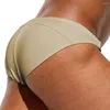 Herrbadskläder Två sidor Metalllås Mens sida Slits Låg midja Bikini Swim Briefs Snabbutgivning Swimsuit Male Nylon Sport Baddräkt