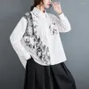 Women's Blouses 2024 In Japanese Style Patchwork Print Long Sleeve Loose Spring Summer Blouse Shirts Street Fashion Women Casual