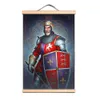 Vrijmetselaars Tempeliers Scroll Posters met massief houten as Vintage Crusader Warrior Muurhangend schilderij voor kamers en kantoren FE58