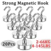 60/20PCS mocne haki magnetyczne neodymu ciężkie magnesy ziemne z haczykiem wycieczkowym do zawieszenia zasłony, lodówki, grilla, garażu