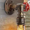 Vägglampa vintage vattenrör kran form ångpunk loft industriell järn rost retro hem bar dekor rostig silver