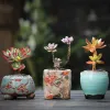 Plantadores Coreano Ins Mini Pintado Floret Cerâmica Suculenta Vaso de Flores Plantador Bonito Cor Verde Planta Polegar Vaso Casa Varanda Jardinagem