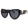 2023 Nouvelle marque de luxe Noir Extra Large Shadow Femmes Design raffiné Grandes lunettes de soleil Femmes Mode V Cat Eye Lunettes de soleil Uv400 240323